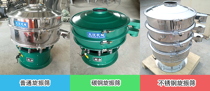 醫(yī)藥振動篩常見材質展示：碳鋼＋不銹鋼，不銹鋼，碳鋼等材質展示